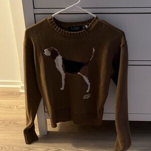 Cute Lauren by Ralph Lauren Brown Sweater with Beagle Design - Size S